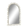 thumbnail image 4 of Parisloft Arched Metal Chain Link Wall Mirror, Farmhouse Rustic Metal Wall Mirror for Bedroom, Bathroom, Livingroom, Entry, Distressed White and Gold, 23.375 x 31.625 Inch, 4 of 8