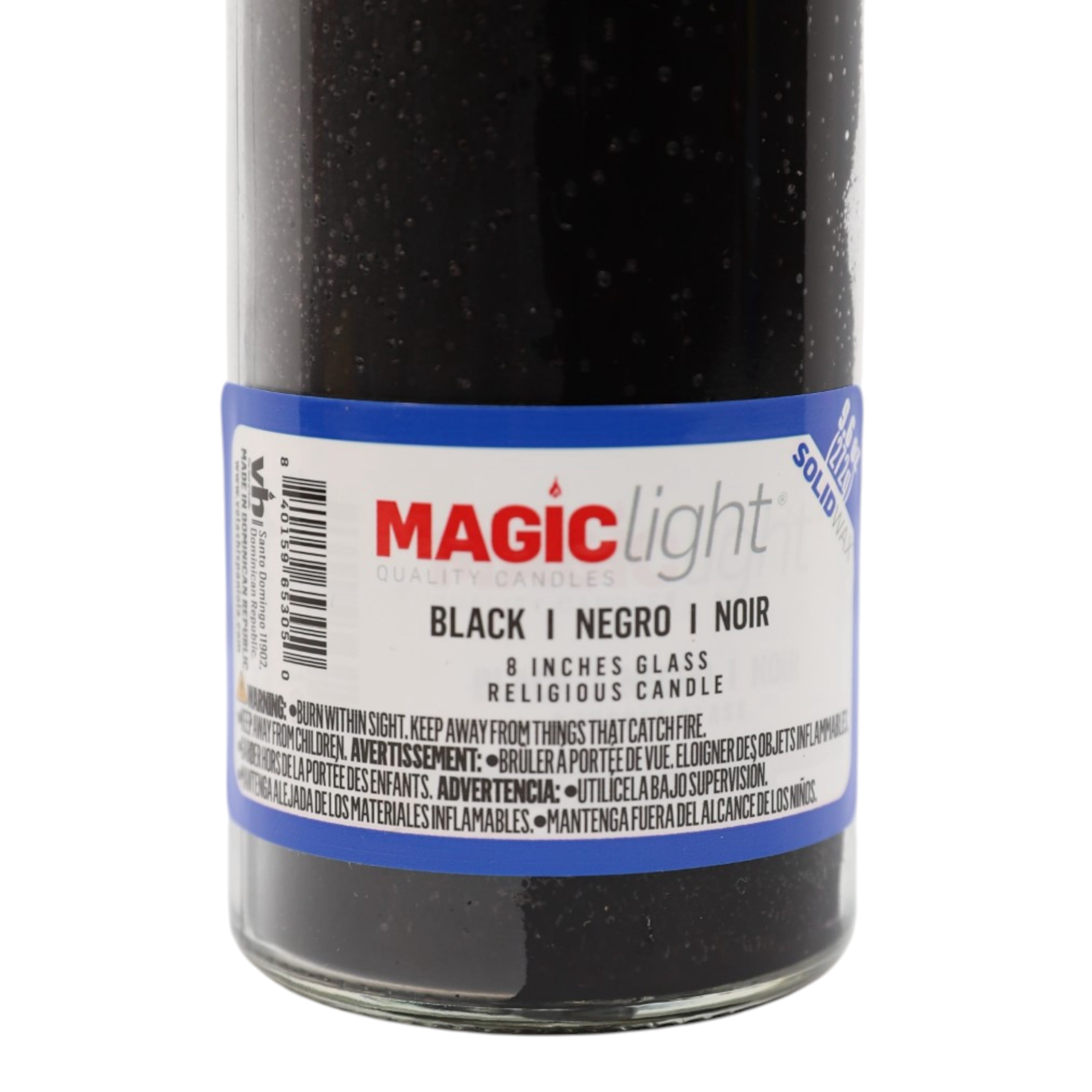 (4 pack) MagicLight Religious Candles 9.6 oz - Clear Glass Jar, Unscented Black Wax