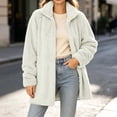 thumbnail image 5 of QIYAGBSA Sherpa Fleece Jackets for Women Stand Collar Full Zip Oversized Fuzzy Plush Long Sleeve Coats with Pockets Fall Winter Warm Outerwear, 5 of 9