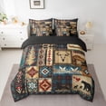 thumbnail image 2 of Homewish Teens Safari Bear 7 Pieces Bedding Comforter Set,Tribal Aztec Full Bedding Set Lightweight,Bohemian Theme Fitted Sheet Flat Sheet,Super Cozy Room Decor,Reversible, 2 of 8