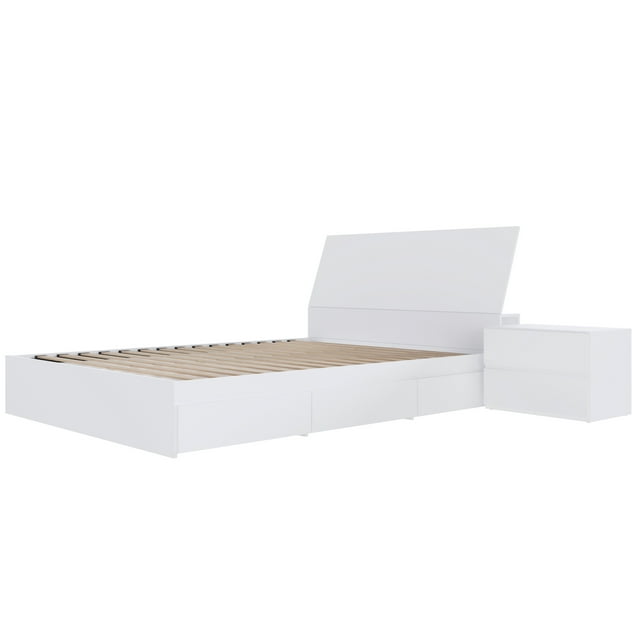 Nexera Ensemble de Chambre à Coucher de Rangement Réversible 3 Pcs, Blanc, Double