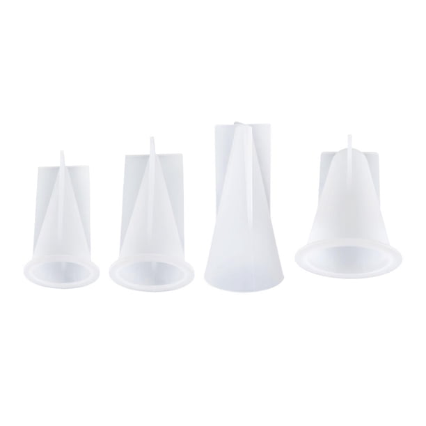 4 moldes de resina epoxi para velas en forma de cono, hechos a mano, para porta anillos.