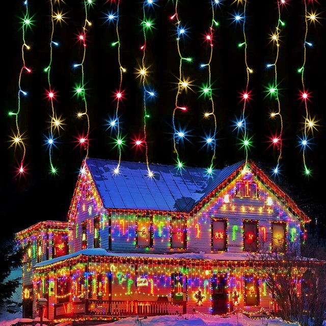 Guirnalda de luces Kemooie para exteriores, 400 LED, 8 m x 1 m, multicolor