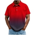 thumbnail image 2 of VgaVtl Mens Polo Shirt Short Sleeve Summer Big and Tall Button Shirts for Men Gradient Color Collared Holiday, 2 of 5