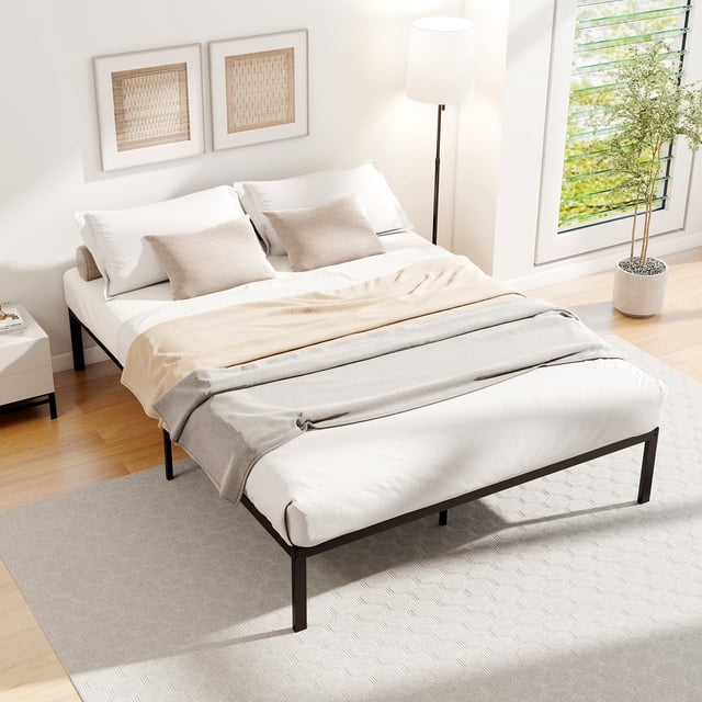 Gymax Full Size Metal Bed Frame Heavy Duty Support Slats Mattress Foundation