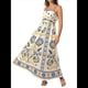 thumbnail image 1 of Vestido Maxi Floral de Verano 2025 para Mujer, Sin Mangas, con Tirantes Finos, Estampado, Fruncido, Estilo Bohemio, para Playa Amarillo Azul M, 1 of 6