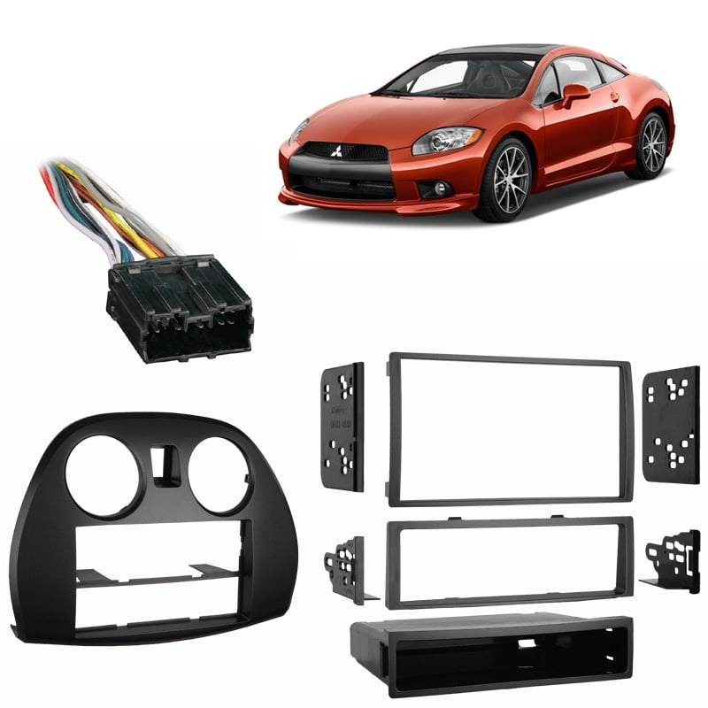 Radio Replacement Dash Kit 1 or 2-DIN w/Pocket/Harness for Mitsubishi