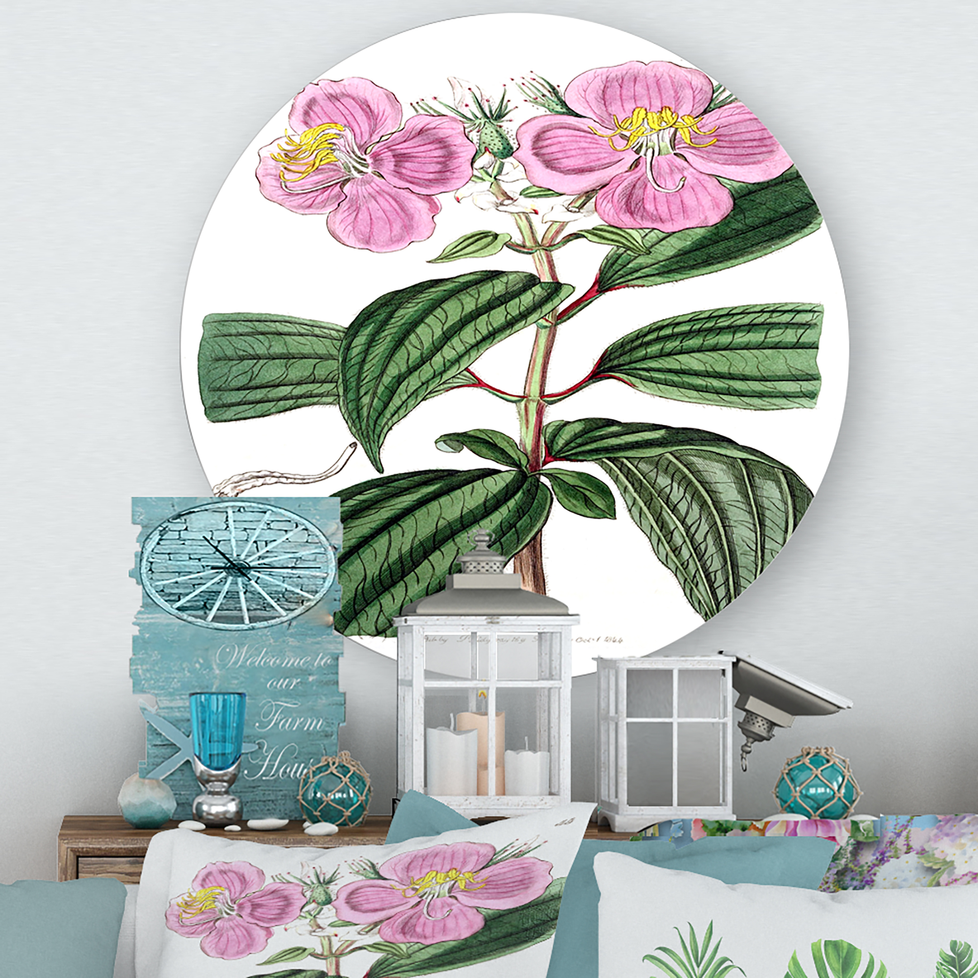 Designart 'Ancient Plant Life XXIII' Traditional Circle Metal Wall Art 11x11 - Disc of 11