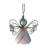 Handmade Sea Glass Angel Ornament, 2026 Sea Glass Christmas Tree Ornaments, Coastal Christmas Tree Hanging Decor, Unique Beach Inspired Pendant for Party Home Decor (Pink)
