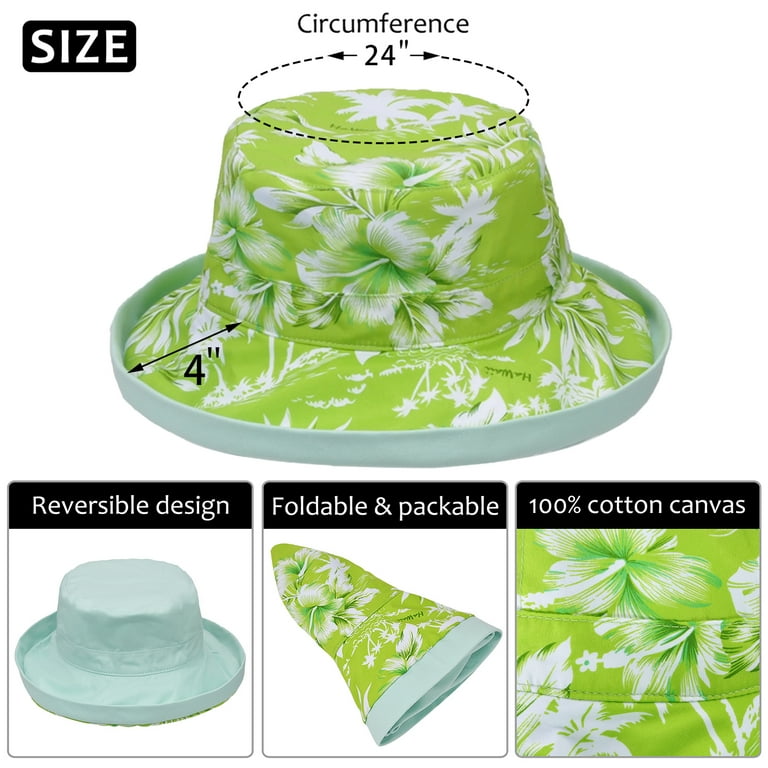Tirrinia Womens Wide Brim Bucket Hats Breathable Outdoor Beach Gardening Hat Adult Multicolor, Women's, Size: One size, Green