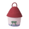 thumbnail image 2 of Cesta de almacenamiento de forma de casa Cesta de almacenamiento de la casa Organizador de suministros para el hogar Lindo uso múltiple con bocadillos Rojo y rosa, 2 of 8