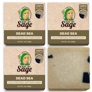 Age of Sage Natural Bar Soap for Men - Vegan Bath Soap Bars Gift Set - Handmade Cold Process Artisan Soap with Essential Oil, All Moisturizing Wash Soaps, Fragrant Dead Sea Scrub Scent (4 Pack)
