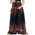 thumbnail image 3 of KOMOO Female Boho Palazzo Pants High Waist Casual Wide Leg Long Pants Trousers Beach Hippie Harem Pants Plus Size, 3 of 7