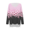 thumbnail image 4 of Tiqkatyck Womens Fall Shirts, Women's Fashion Casual Breast Cancer Awareness V Neck Long Sleeve Shirts Loose Top T Shirt Graphic Tees for Women, Breast Cancer Shirts for Women Black L, 4 of 4