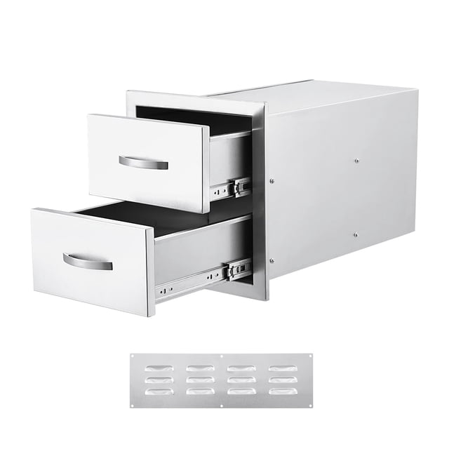 Yiwa Triple Access BBQ Drawers, Flush Mount Design with Stainless Steel Handles for Outdoor Kitchen Islands