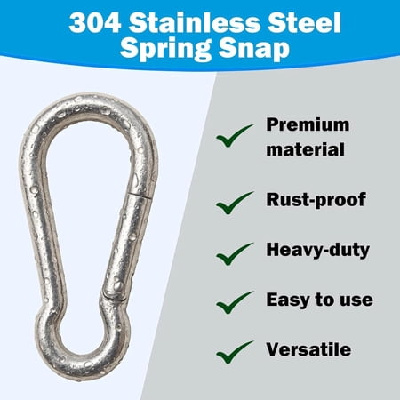 6 Pack 2.76 Inch Stainless Steel Carabiners Clips for Gym Swing Dog Leashes