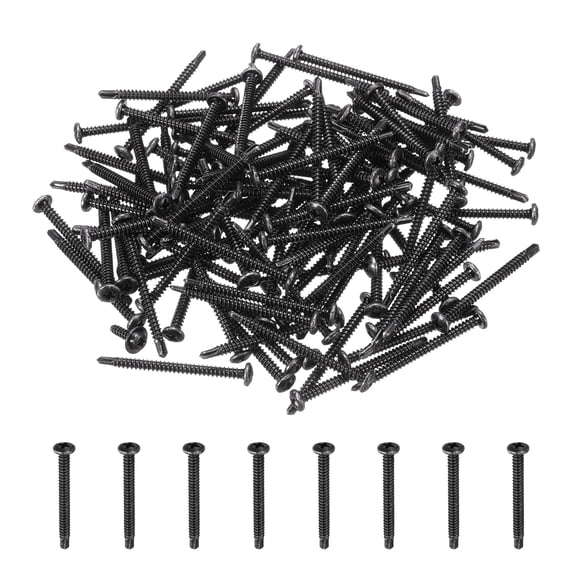 Uxcell 120Pcs M4.2 x 50mm Pan Head Self Tapping Screws for Metal, Black
