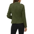 thumbnail image 3 of INSPIRE CHIC Women's Faux Suede Open Front Long Sleeve Button Decor Steampunk Jacket S Green, 3 of 6