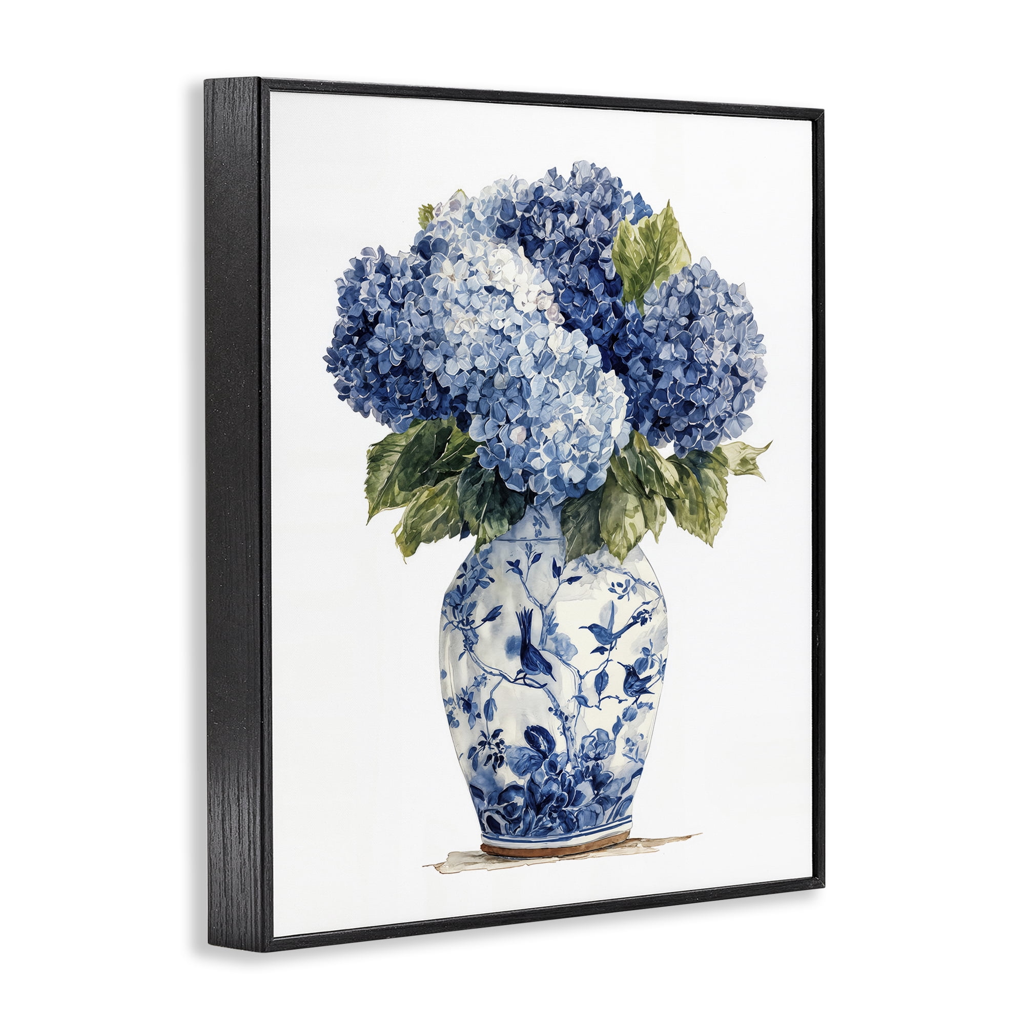 Stupell Industries Blue Hydrangeas in Porcelain Black Framed Giclee Art, design by Imagine It Images