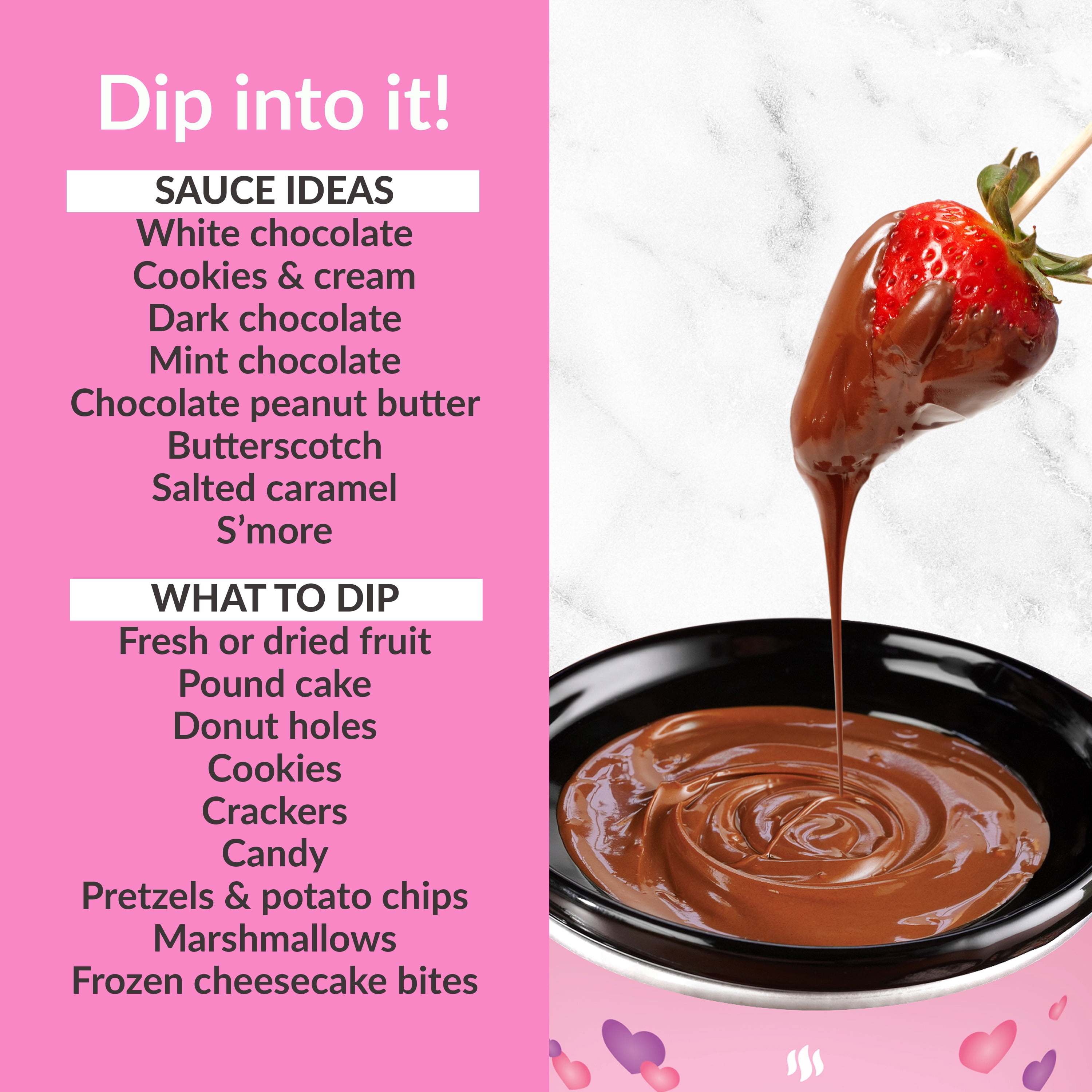 Nostalgia My Mini Chocolate Dipping Pot Electric Skillet Pink Polka Dot