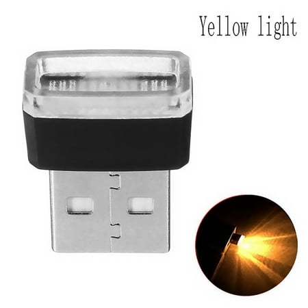 TureClos Car Mini Atmosphere Light Automotive USB LED Night Lamp Assisted Night Illumination Tool, Yellow