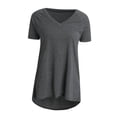 thumbnail image 4 of Camiseta casual con cuello en V superior para mujer, tela de verano suelta de lino de algodón, gris, XL Scienceny  AP001830-20, 4 of 7