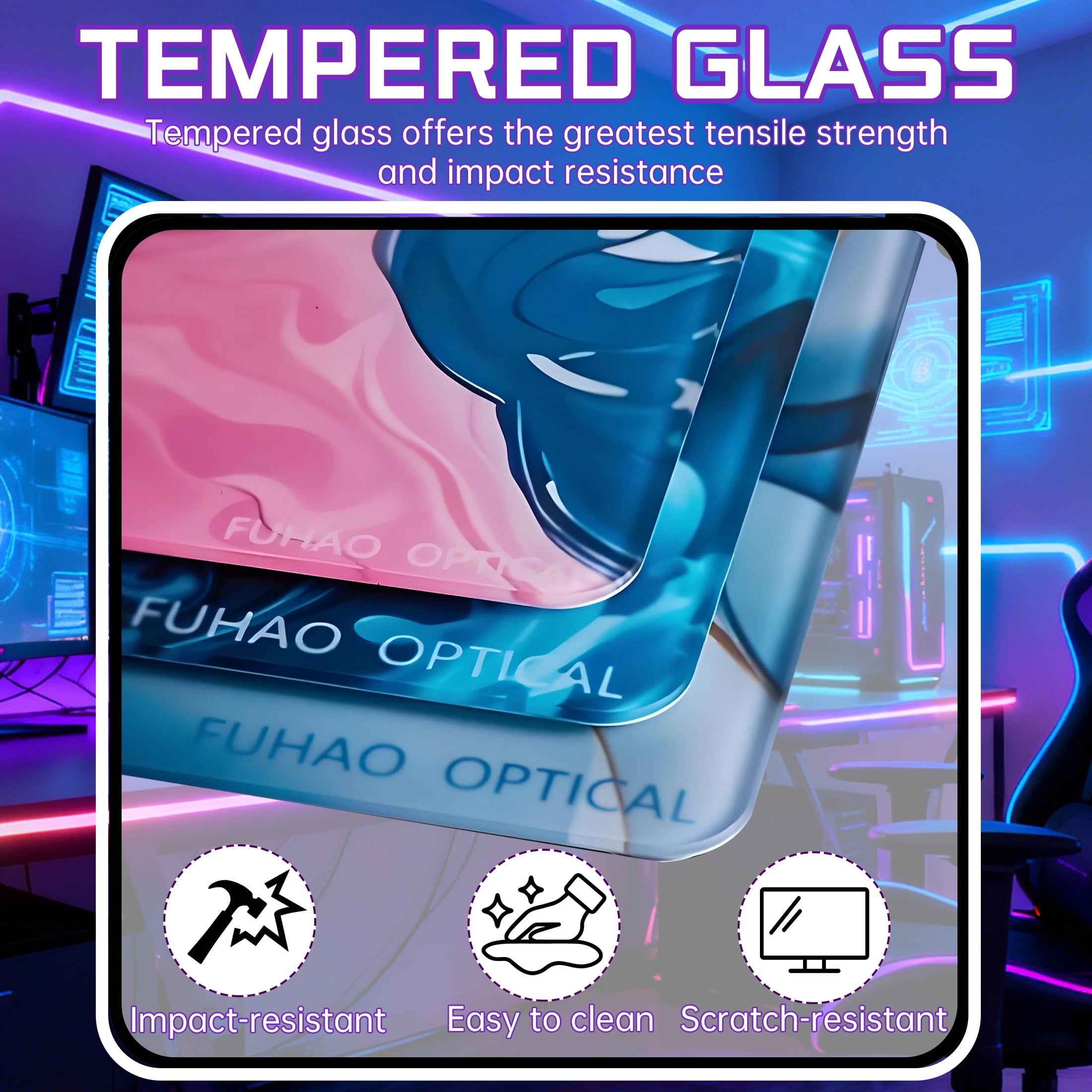 GJX Mouse Pads for Desk,7H Tempered Glass Mousepad,Gaming Mousepad,Ultra-Smooth Surface Gaming Non-Slip Mouse Pads,11.81"x10.24"x0.12"
