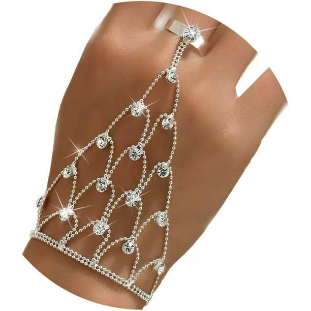 1 Pieza Pulsera Con Cadena De Dedo Con Diamantes De Imitación