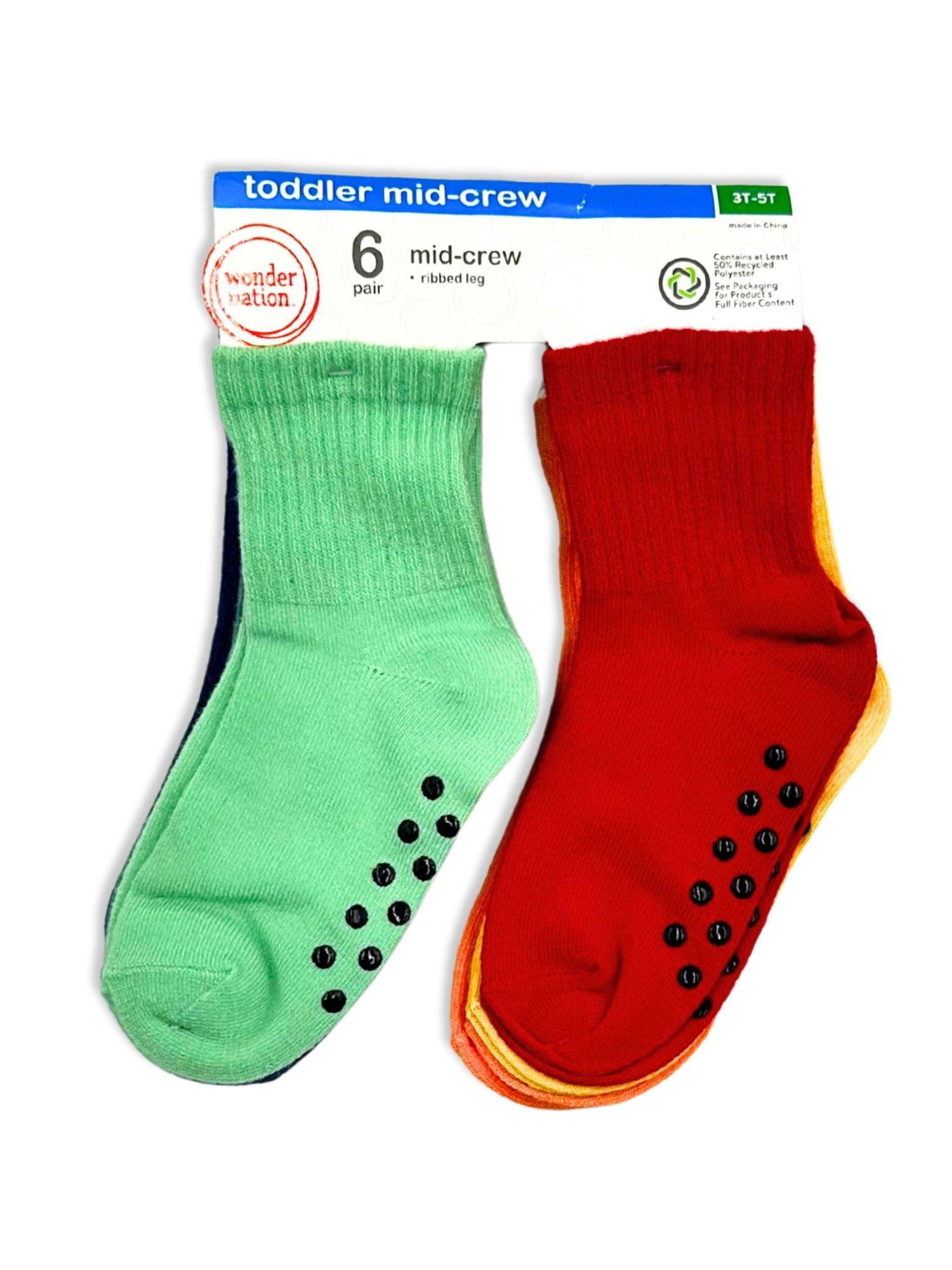 Wonder Nation Baby and Toddler Mid-Crew Socks, 6-Pack, Sizes 0M-5T