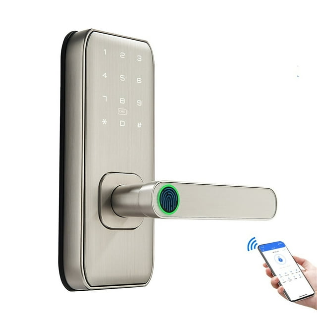 Verrou à Loquet Pêne Dormant US avec Mot de Passe Intelligent à Empreinte Digitale et Carte RFID pour Application TTLock, Facile à Utiliser