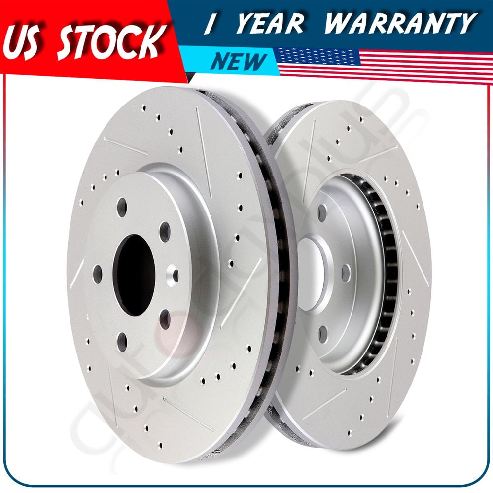 ECCPP 2 Front 276 mm Brake Rotors Drilled & Slotted Fits 2012 2013 2014