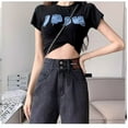 thumbnail image 2 of Street retro color blocked high waisted wide leg jeans for women in spring, autumn and winter, loose and slimming straight leg pants for mopping the floor, 2 of 4