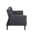 thumbnail image 2 of Black Convertible Futon Sofa, Modern Reclining Black Sleeper Sofa, Split Back with Armrest Faux Leather Futon Sofa Bed, 2 of 7