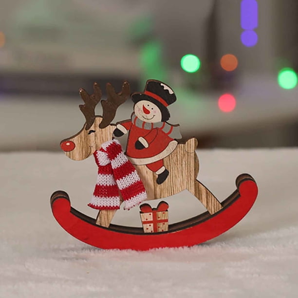 Adornos de trineo de madera para muñeco de nieve, decoración para personas mayores, adornos de madera para muñeco de nieve, decoración navideña para personas mayores, decoración festiva para