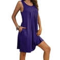 thumbnail image 1 of KIHOUT Vestidos sin mangas para mujer Ofertas de tallas grandes Camisón para mujer con bolsillos Camisas de dormir Ropa de dormir sin mangas Camisón plisado frontal Camisón de cuello redondo, 1 of 7