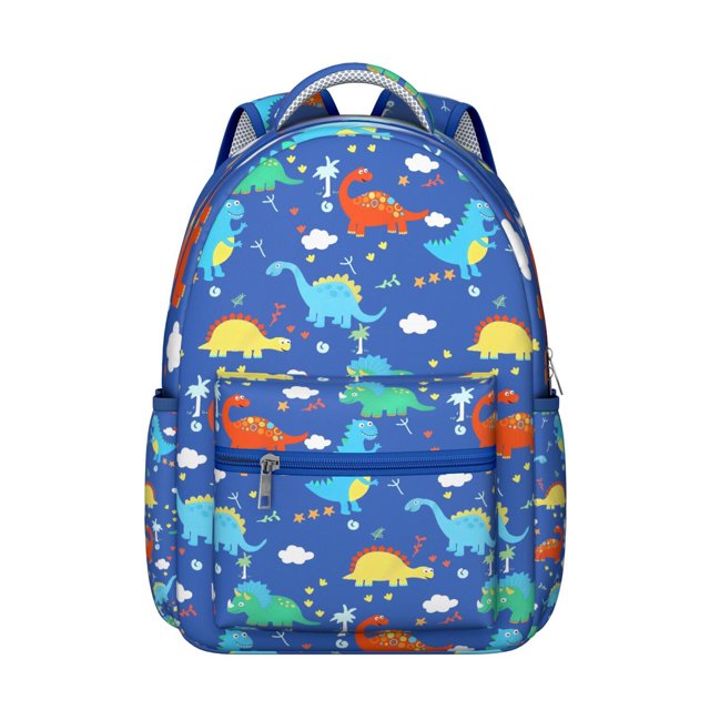 Dinosaur Student School Backpack for Student Cute Roaring Dino Print with Planets Stars Forest Nature Theme Colorful Design