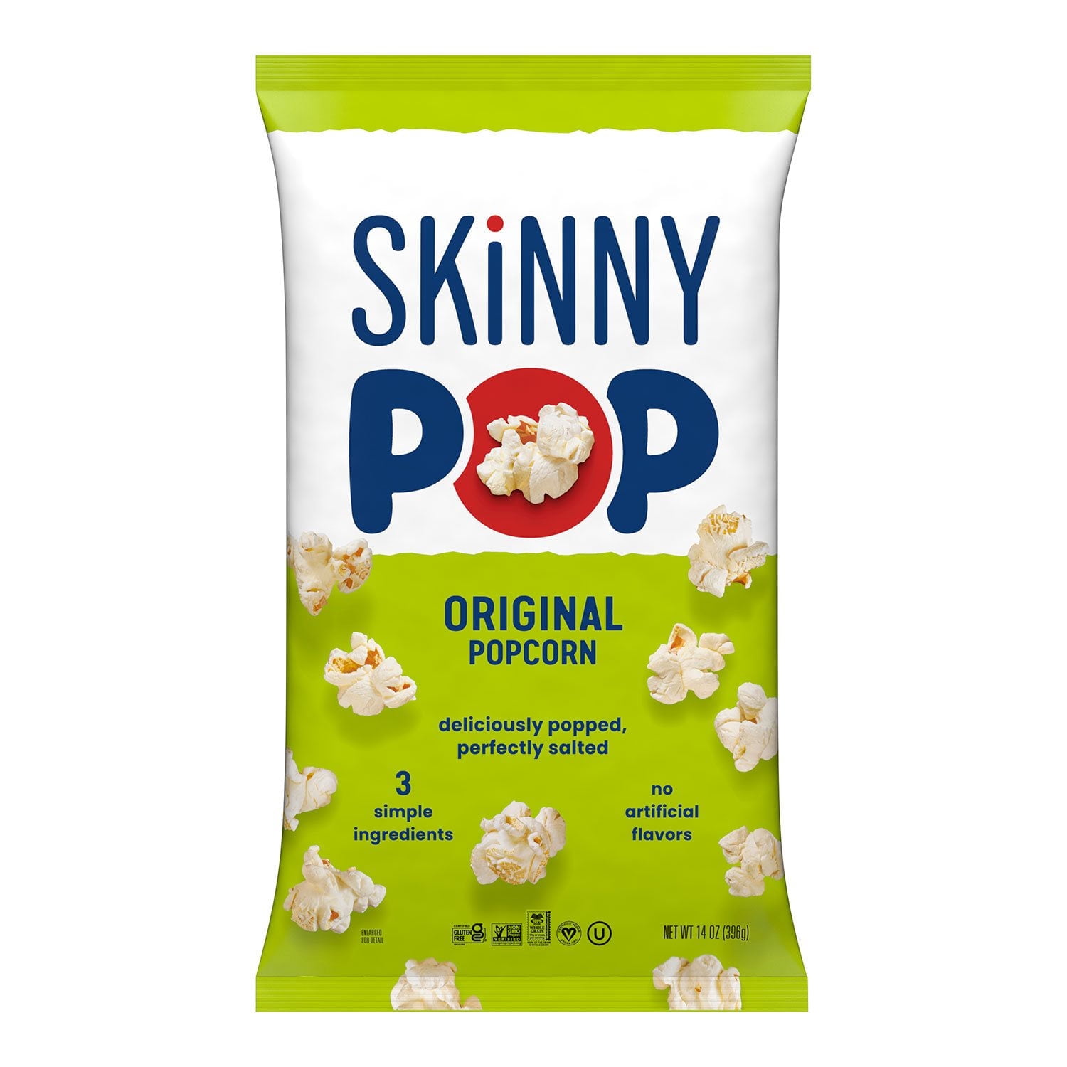 SkinnyPop Original Popcorn, 14 oz -3pk, With Olive White Bowl By OMA