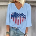 thumbnail image 5 of QIJUNTUO 4Th of July Shirts Women Funny Patriotic Faith 3/4 Sleeve Tops Independence Day V-neck Flag Graphic Tees Blouses, 5 of 5