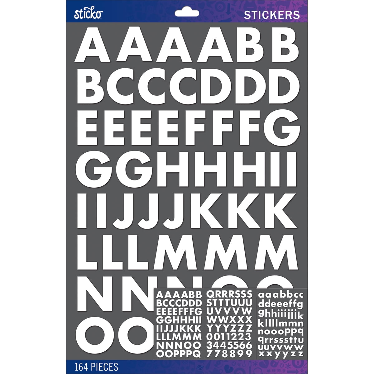 Sticko Alphabet Stickers 121/Pkg Script - Extra Large - White