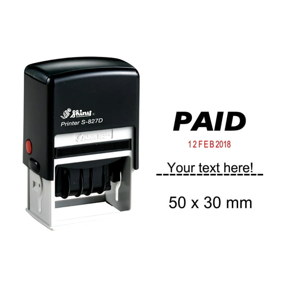 Self Inking Shiny Date Stamp With Paid Text Ofiice Stationery Rubber Stamper S-827D