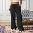 thumbnail image 2 of HNMKIU Wide Leg Pants for Women 2026 Summer Casual Solid Color with Textured Knot Waist and Slant Pockets for Everyday Comfort Womens Trousers Black,M, 2 of 5
