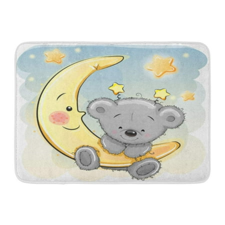 Teddy Bear Bath Collection LADDKE Blue Baby Cute Cartoon Teddy Bear Moon Gray Doormat Floor Rug Bath Mat 23.6x15.7 inch ()