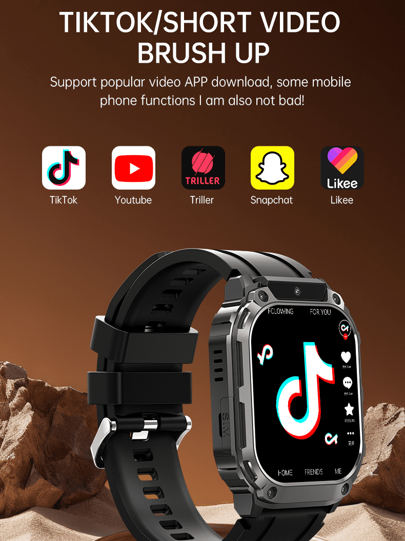 4G LTE  Smart Watch Android  for Men and Women, 1.95'' HD Screen Camera 8GB+128GB