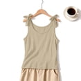 thumbnail image 2 of Comdrip Crop Cotton Linen Tank Tops for Women Bowknot Ruched Crew Neck 2026 Summer Casual Sleeveless Fitted Loose Fit Beige L, 2 of 9