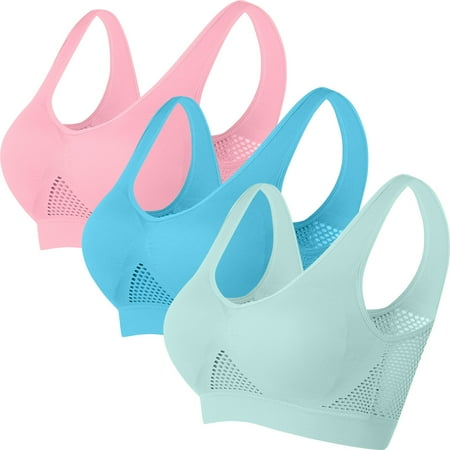 Mrat Womens Bralette Comfort 3 Pack Womens Bras Comfortable Women Seamless Sports Bra Wirefree Yoga Bra with Removable Pads Running Sports Bra S-161 Multicolor 4XL