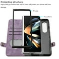 thumbnail image 3 of ELEHOLD for Samsung Galaxy Z Fold 3 2021 7.6" Wallet Case with Detachable Wrist Strap Handbag, Luxury PU Leather Flip Soft TPU Built-in Magnetic Card Slots Kickstand Function Shockproof Case,Purple, 3 of 5