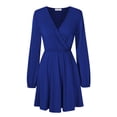thumbnail image 2 of Women's Smart V-Neck A-Line Casual Party Dress (Wine Red, 2XL), 2 of 9