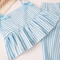 thumbnail image 5 of Toddler Baby Girl Summer Clothes Cute Cotton Linen Outfits Bow Short Sleeve Shirts Tops + Ruffle Shorts 2 Piece Set Girls Summer Set 2-7 Years,3-4 Years, 5 of 9