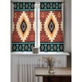 thumbnail image 4 of Boho Tier Curtains 45 Inch Length,Sheer Curtains for Bedroom Living Room Window Brown Turquoise Abstract Tribal Ethnic Geometric Voile Drapes Kitchen Curtains Small Half Window 27.5"x45" 2 Panels, 4 of 7
