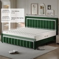 thumbnail image 5 of 4 EVER WINNER King Bed Frame with Headboard, Velvet Upholstered Platform Bed Frame King Size with Diamond Headboard & Footboard, Wooden Slats Support, No Box Spring Required, Easy Assembly, Green, 5 of 9
